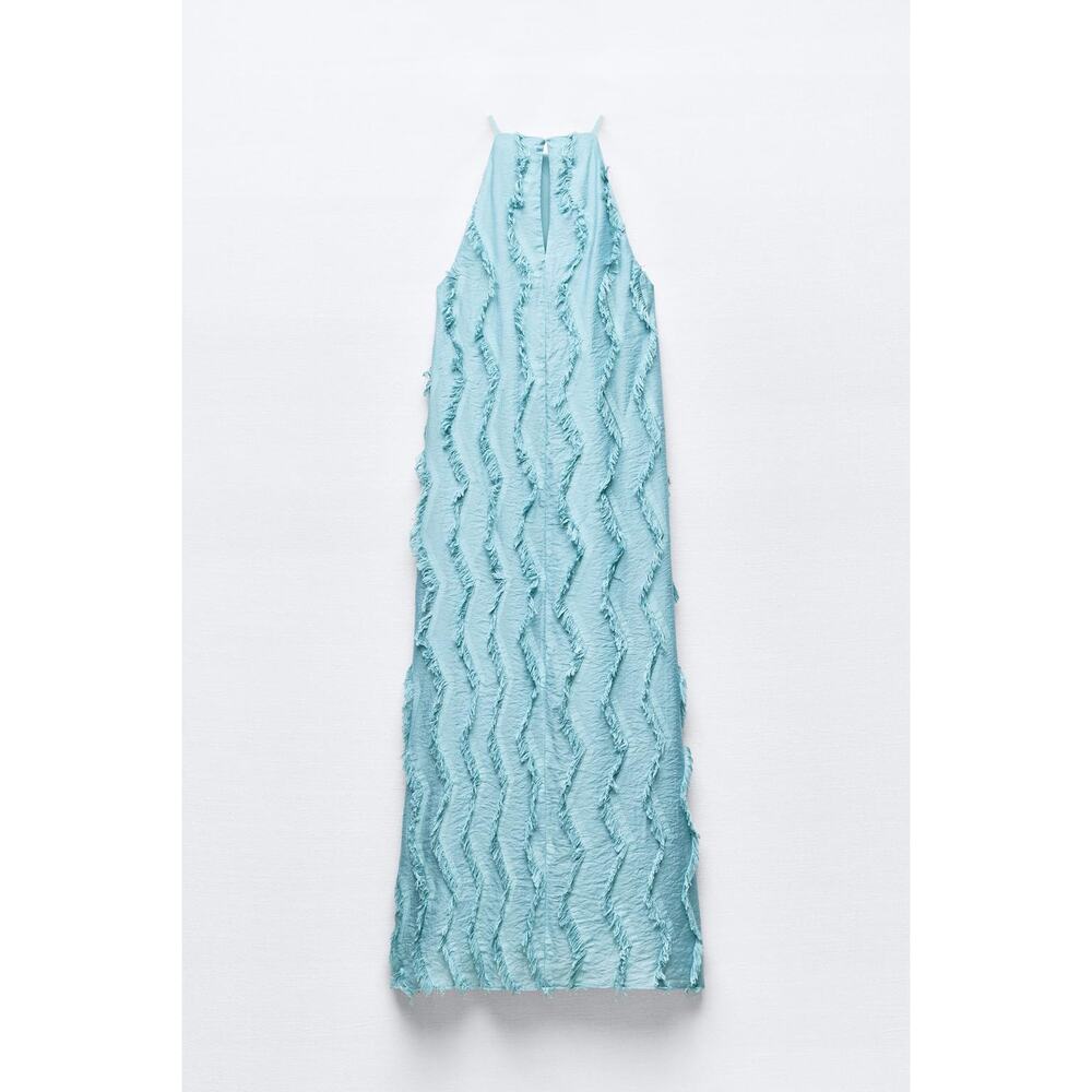 ZARA Textured Halter Neck Maxi Dress NWT - Picture 16 of 16